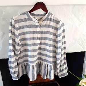 4/$25 Lucky Brand- Peplum top with stripes sz S